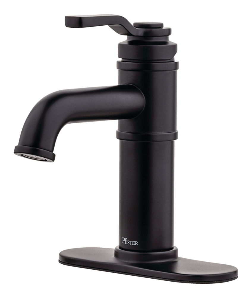 Breckenridge Single Handle High Arc Bathroom Sink Faucet, Push & Seal Drain, WaterSense Certified, Black S7U4 - product image 2