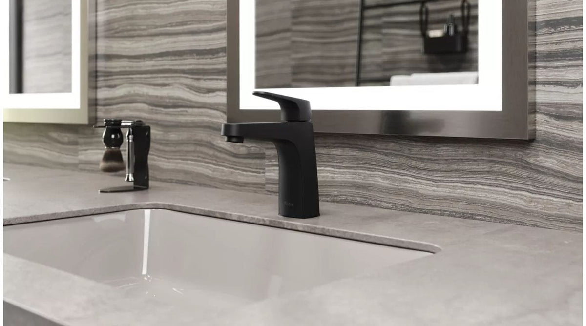 Matlock Single Handle High Arc Single Hole 4-in Centreset Bathroom Sink Faucet, Push & Seal Drain, Matte Black C6X4 - product image 4