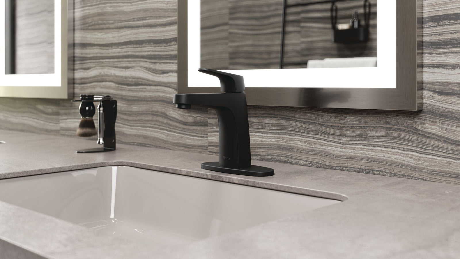 Matlock Single Handle High Arc Single Hole 4-in Centreset Bathroom Sink Faucet, Push & Seal Drain, Matte Black C6X4 - product image 7