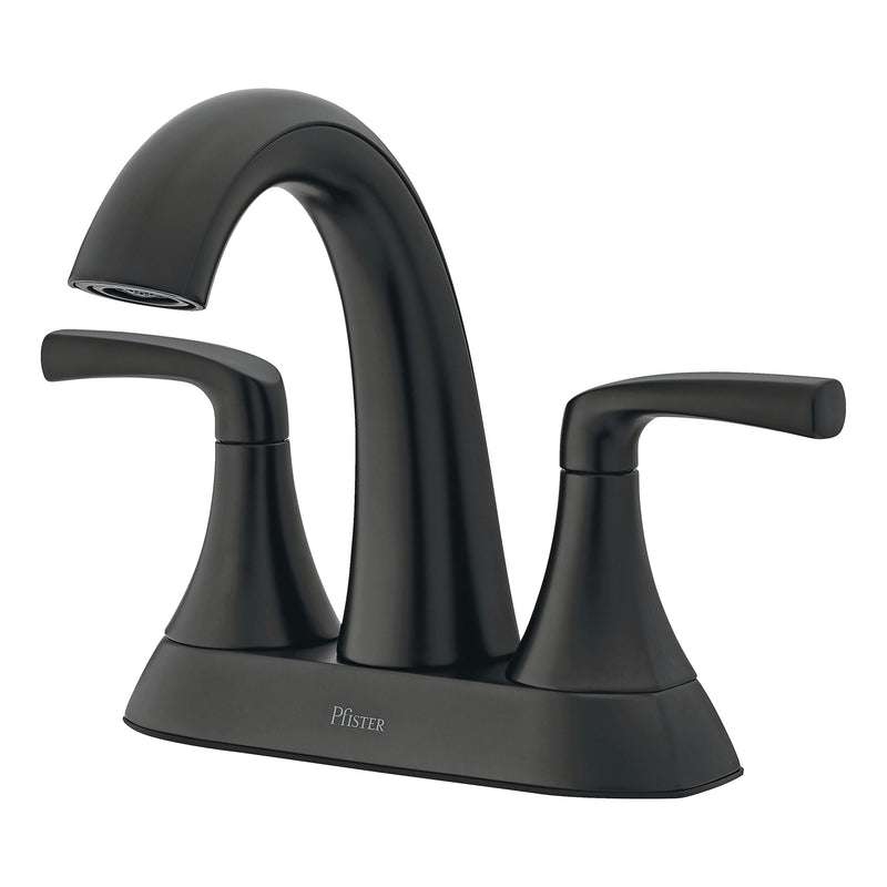 Rancho Double Handle 4-in Centreset Bathroom Sink Faucet Push & Seal Drain, WaterSense Certified, Matte Black A5D5