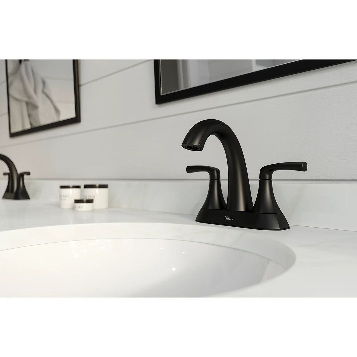 Rancho Double Handle 4-in Centreset Bathroom Sink Faucet Push & Seal Drain, WaterSense Certified, Matte Black A5D5 - product image 7