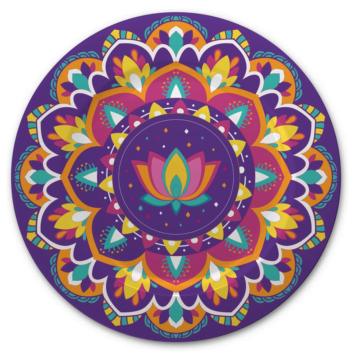 Patterned Plastic Reusable Serving Platter, Multi-Coloured, 13.5-in, for Diwali T5Q0 - product image 1