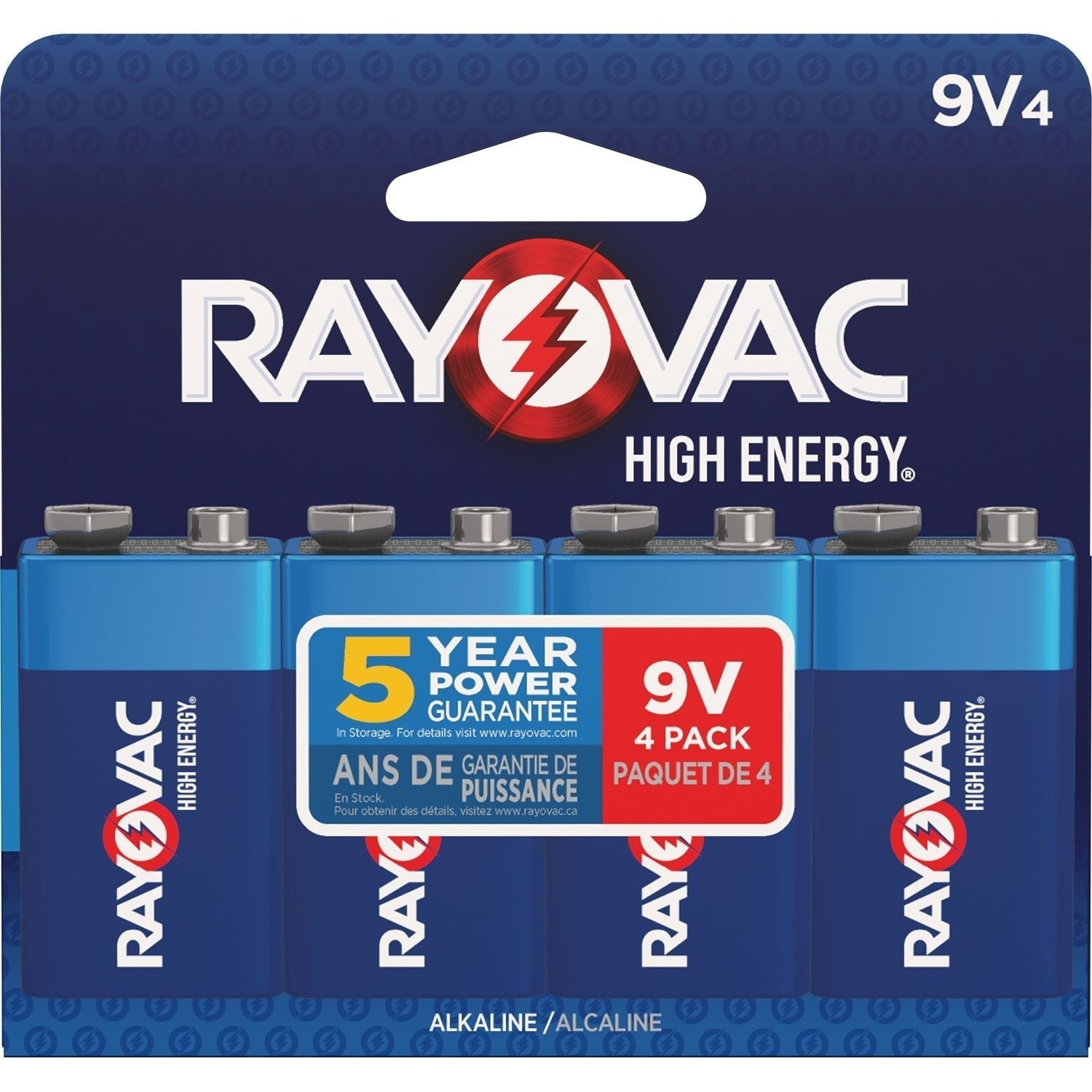 HIGH ENERGY 9V/9 Volt Alkaline Batteries, Long Lasting, All Purpose, 4-pk G6X1 - product image 1