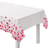 Plastic Reusable Table Cover, White/Pink/Red, Heart, 54x84-in, for Valentine's Day/Anniversary/Wedding X9X5 - product image 1