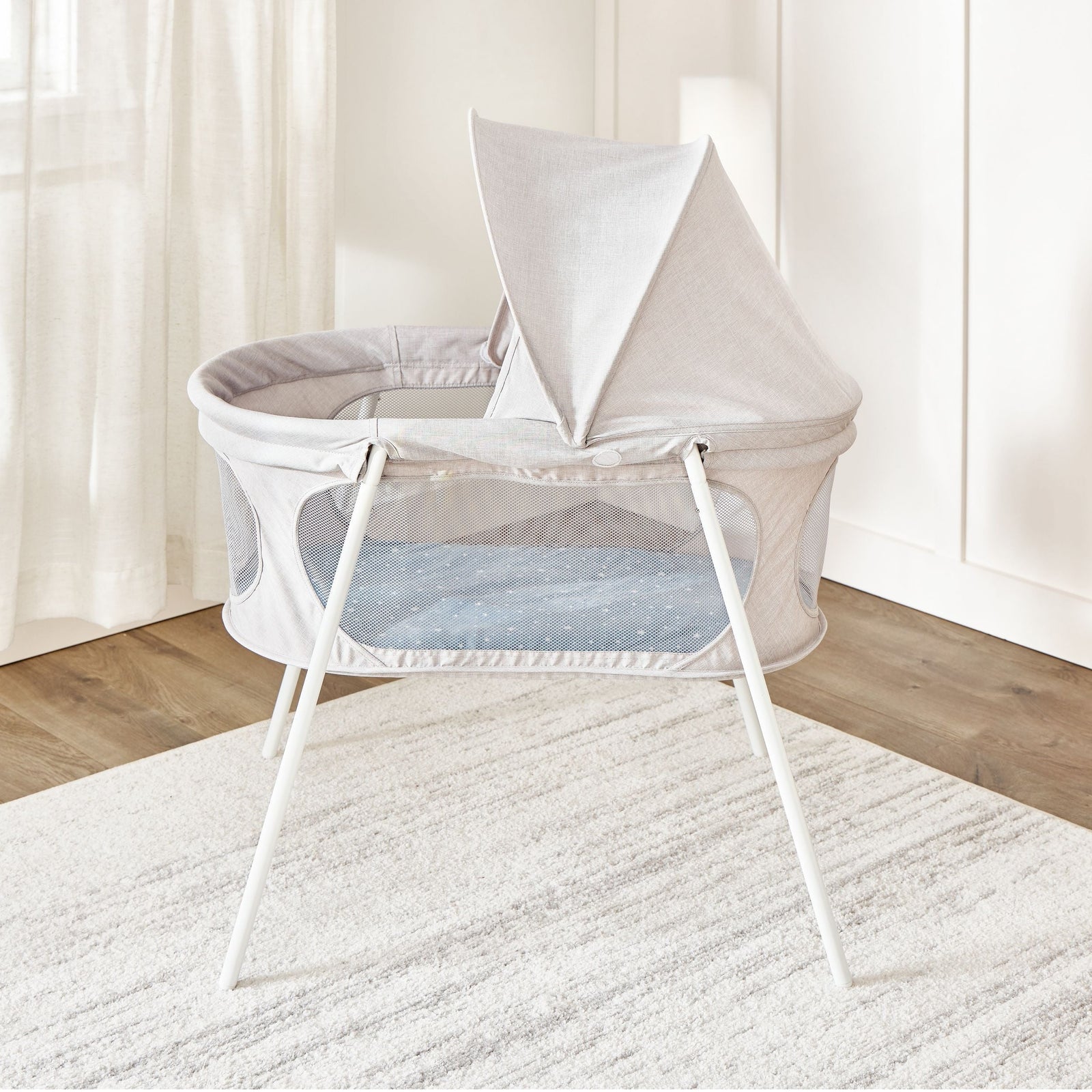 Baby Basics Infant Bassinet with Canopy, Grey K8H9 - product image 1