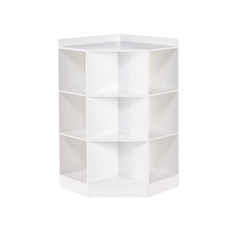 Home Kids' Playroom Corner Cabinet with 6 Toy Storage Cubbies & 3 Shelves, White D9E8
