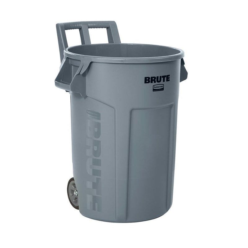 Commercial Wheeled Brute Circular Outdoor Garbage Can, Grey, 121-L R7V0