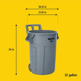 Commercial Wheeled Brute Circular Outdoor Garbage Can, Grey, 121-L R7V0 - product image 7
