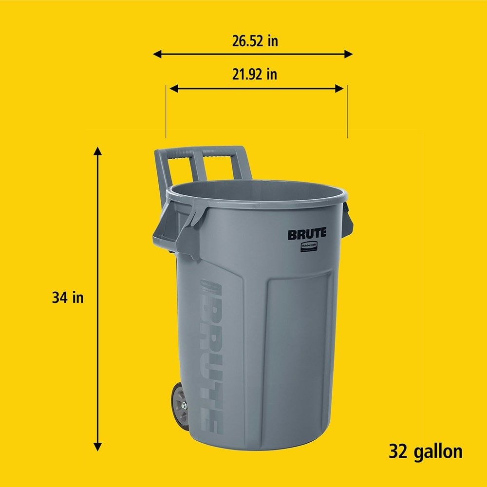 Commercial Wheeled Brute Circular Outdoor Garbage Can, Grey, 121-L R7V0 - product image 7