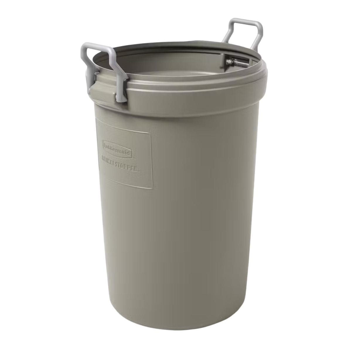 Plastic Circular Animal Stopper Garbage Can, Grey, 121-L W9Q0 - product image 1