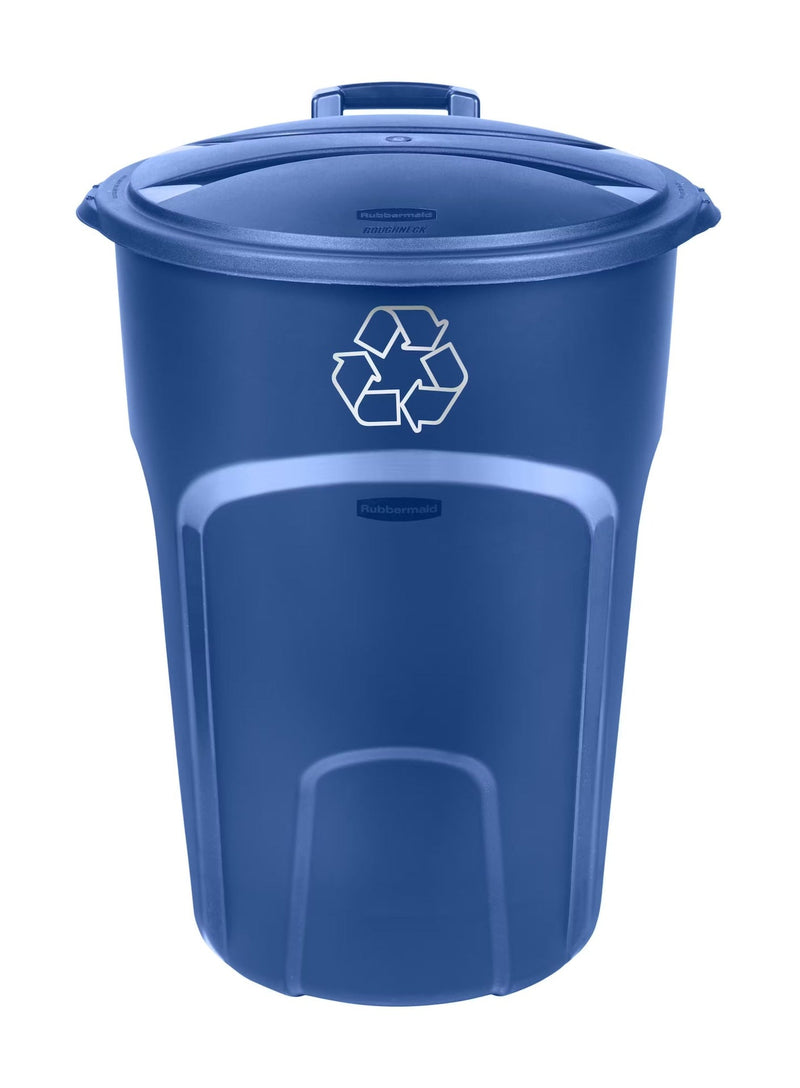 Plastic Circular Wheeled Recycling Blue Box with Handle, 121-L N9V9