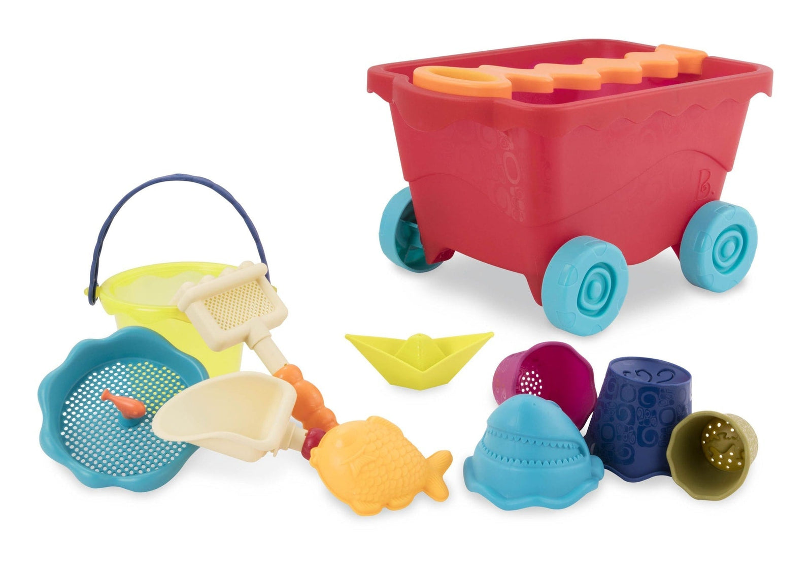 Sand Plastic Mold Toy Set with Wagon, Multi-Coloured, 11-pk, Ages 2+, for Summer/Beach Activities L1M2 - product image 1