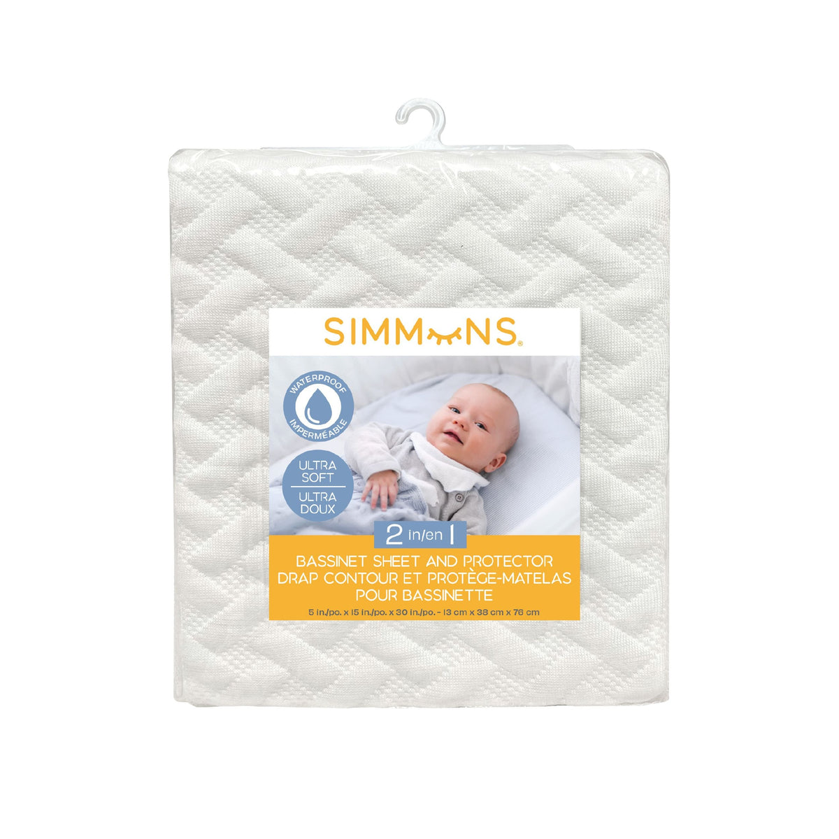 2-in-1 Bassinet Sheet & Waterproof Protector, Ivory Q3P2 - product image 1