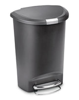 Plastic D-Shaped Step Garbage Can, Black, 50-L V5B4 - product image 1