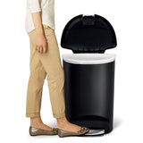 Plastic D-Shaped Step Garbage Can, Black, 50-L V5B4 - product image 4