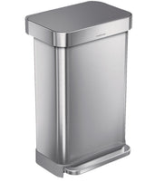 Stainless Steel and Plastic Rectangular Step Garbage Can, 45-L U6A3 - product image 1