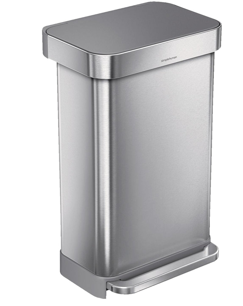 Stainless Steel and Plastic Rectangular Step Garbage Can, 45-L U6A3