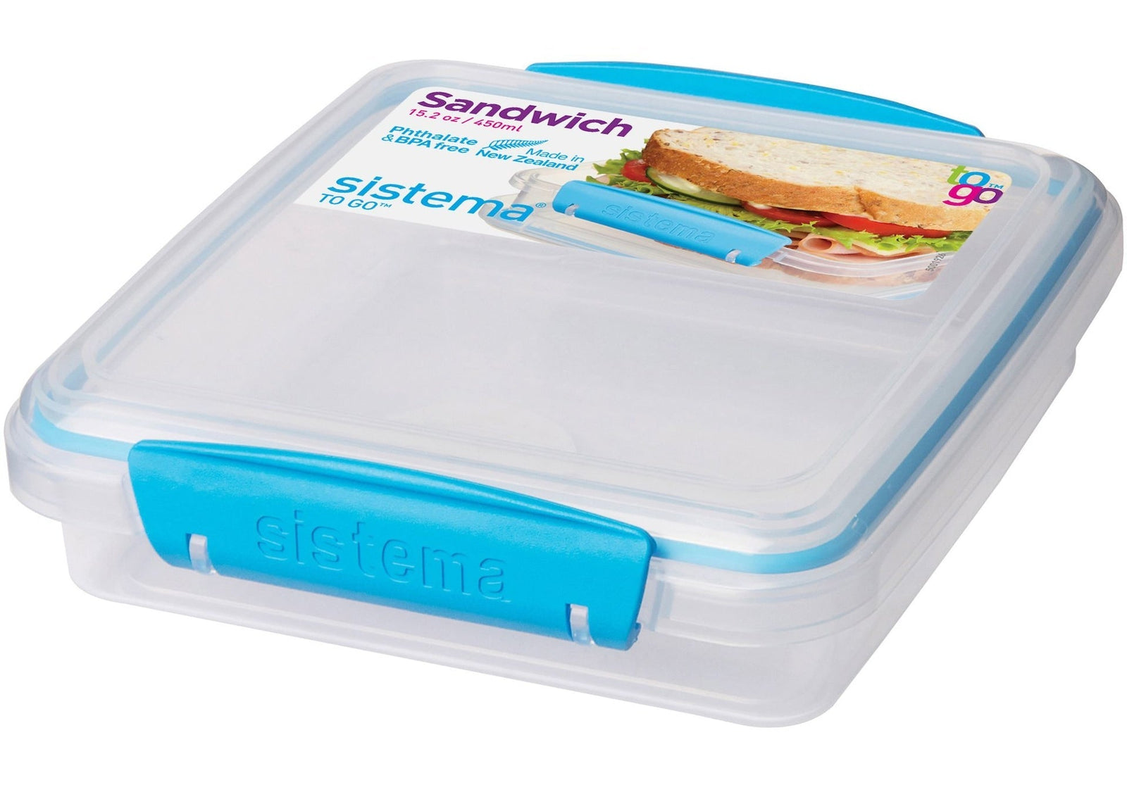 Sandwich Box To Go Food Storage Container, BPA-Free, 450 mL (15.2 oz), Colour May Vary G8C0 - product image 1