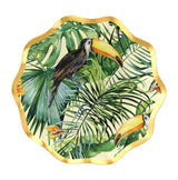 Palm Spring Round Paper Disposable Appetizer Bowls, Green/Gold, 6.5-in, 8-pk, for Summer Party C7U6 - product image 1