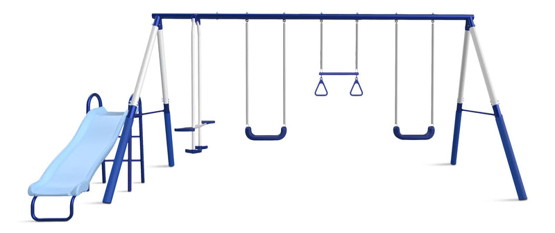 Arcadia Star Kids' 5-Station Burst Metal Swing Set Combo with Slide J9M9