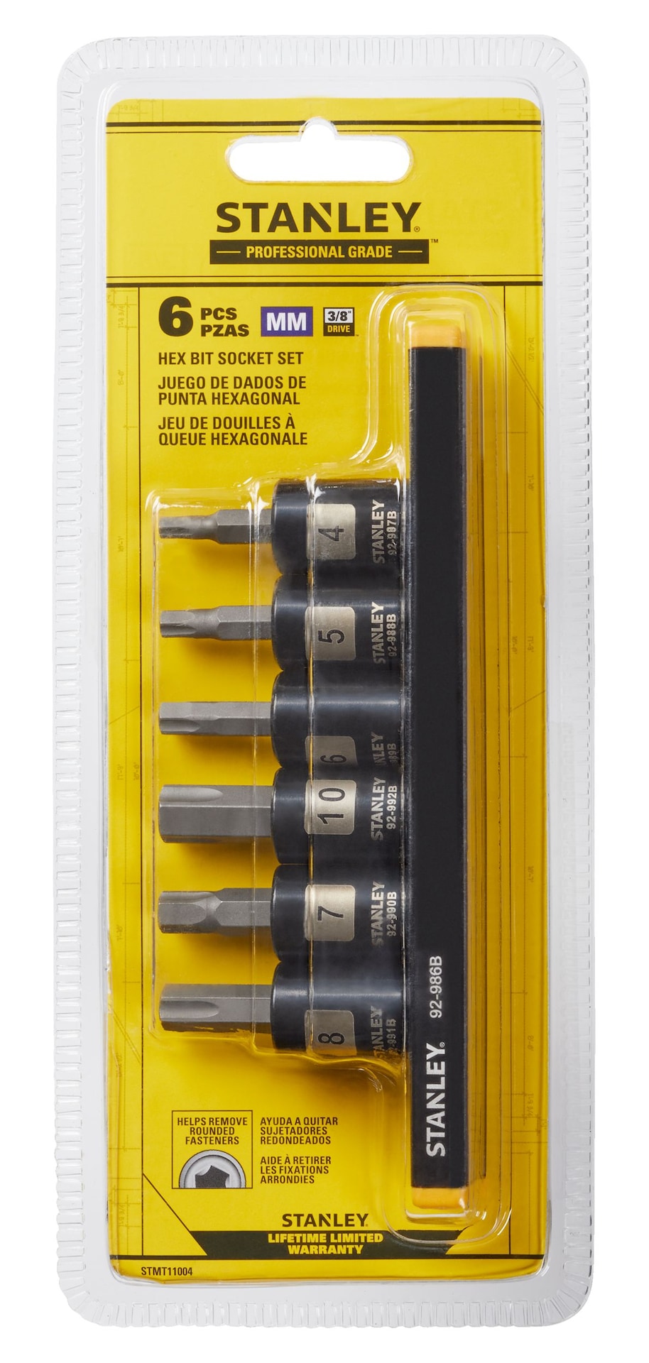 Professional Grade Black Chrome Hex Bit Socket Set, Metric, 6-pc X1W8 - product image 3