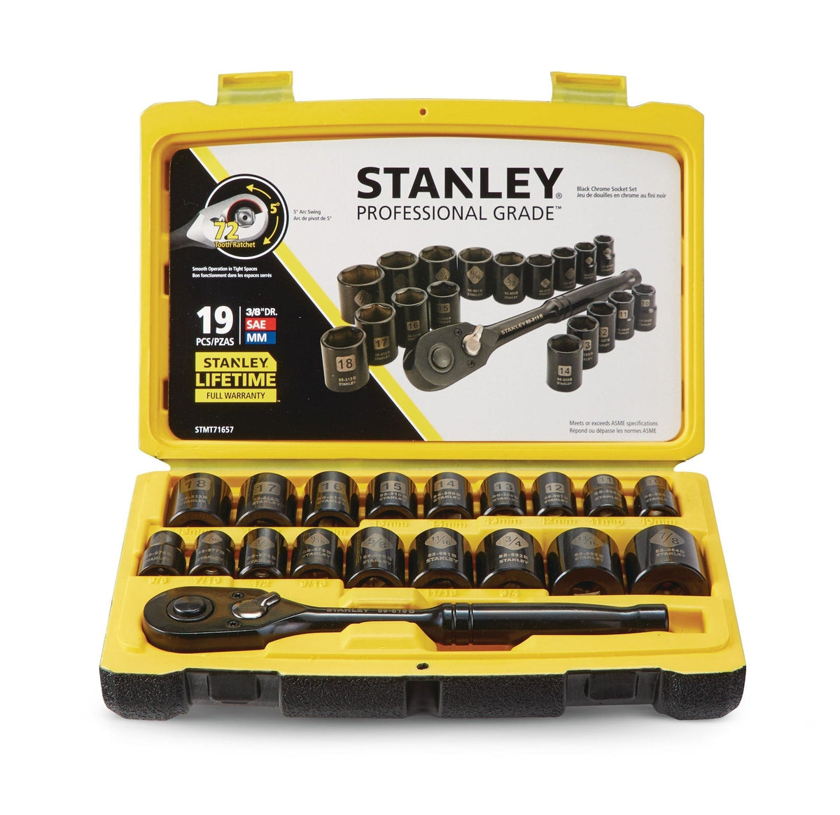 Professional Grade Black Chrome Socket Set, 19-pc, SAE/Metric R5D0 - product image 2