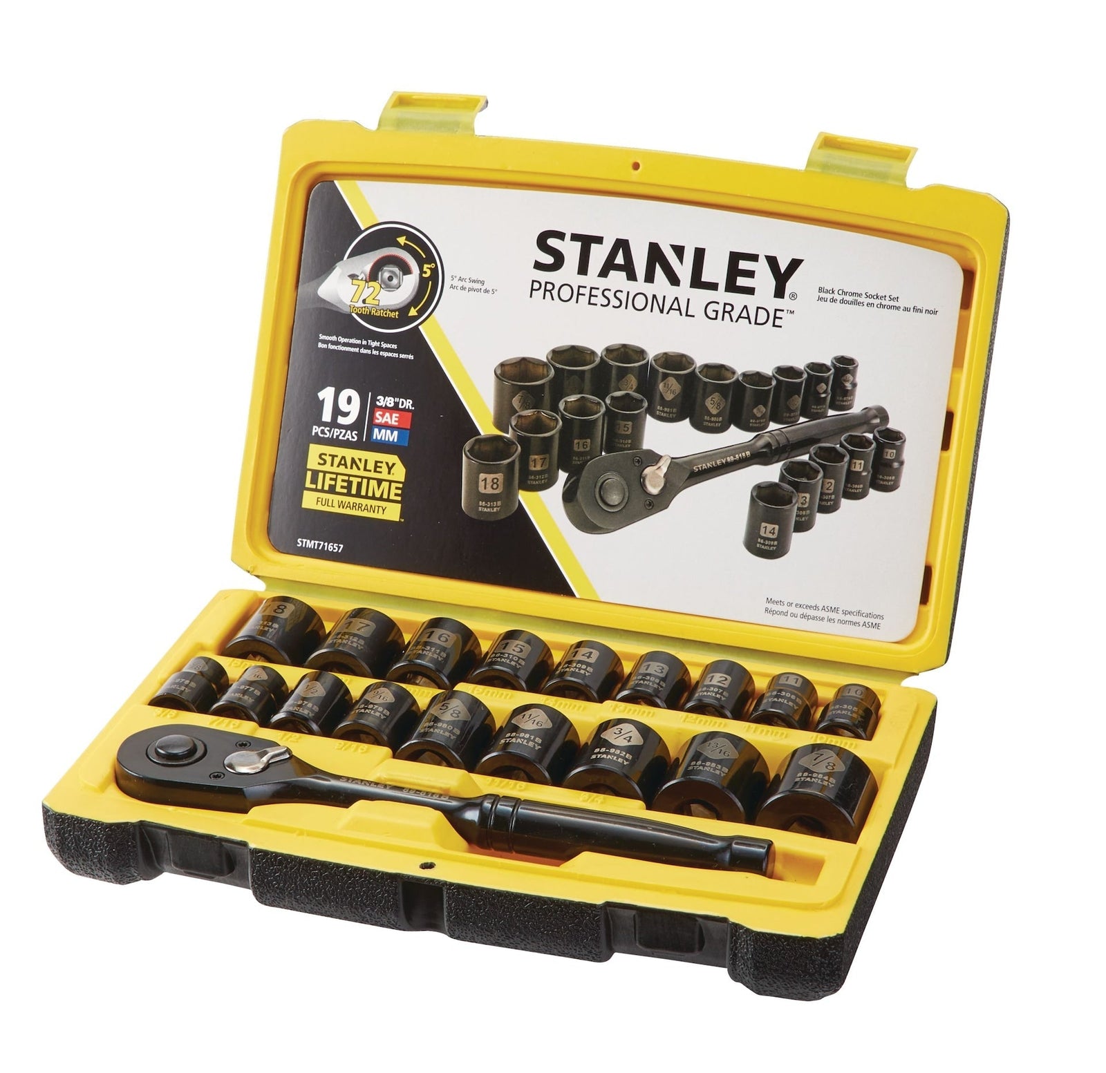 Professional Grade Black Chrome Socket Set, 19-pc, SAE/Metric R5D0 - product image 3