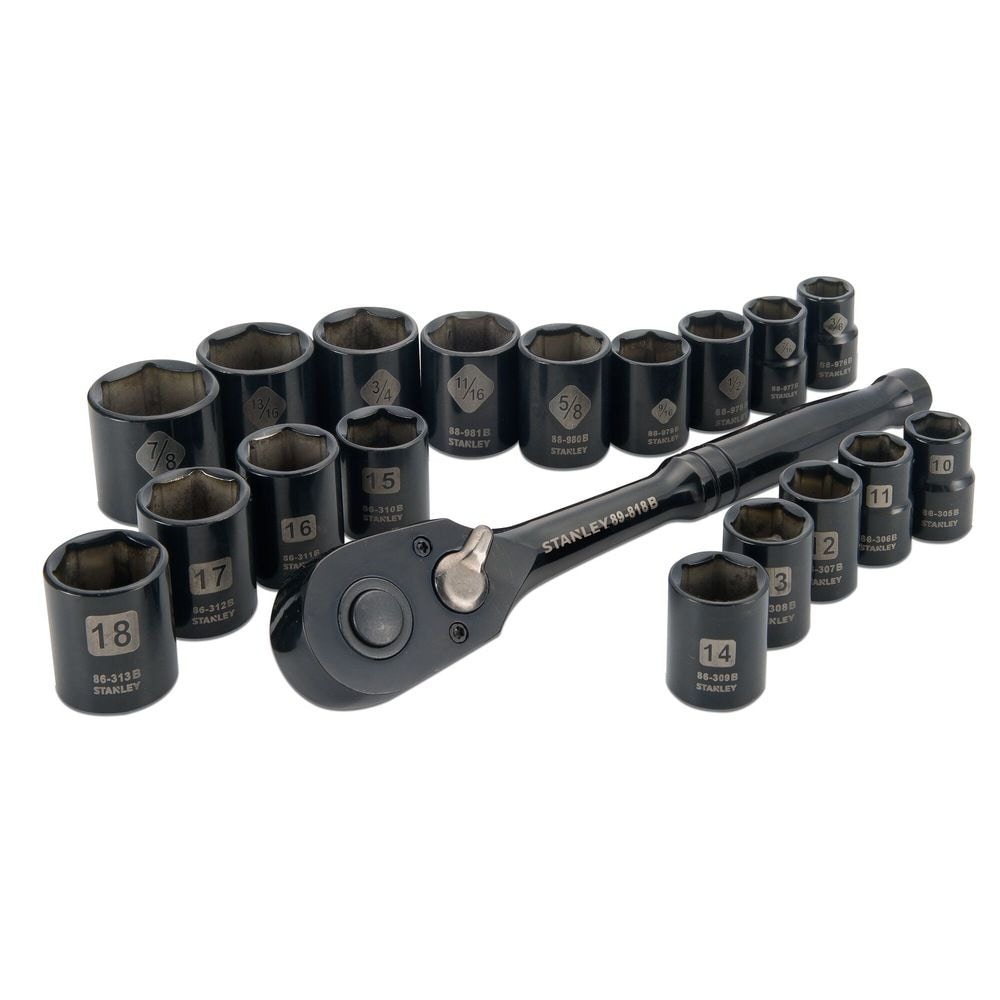 Professional Grade Black Chrome Socket Set, 19-pc, SAE/Metric R5D0 - product image 4