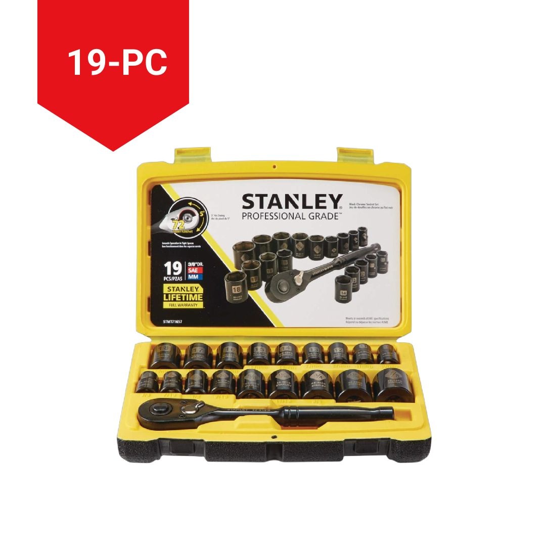 Professional Grade Black Chrome Socket Set, 19-pc, SAE/Metric R5D0 - product image 5