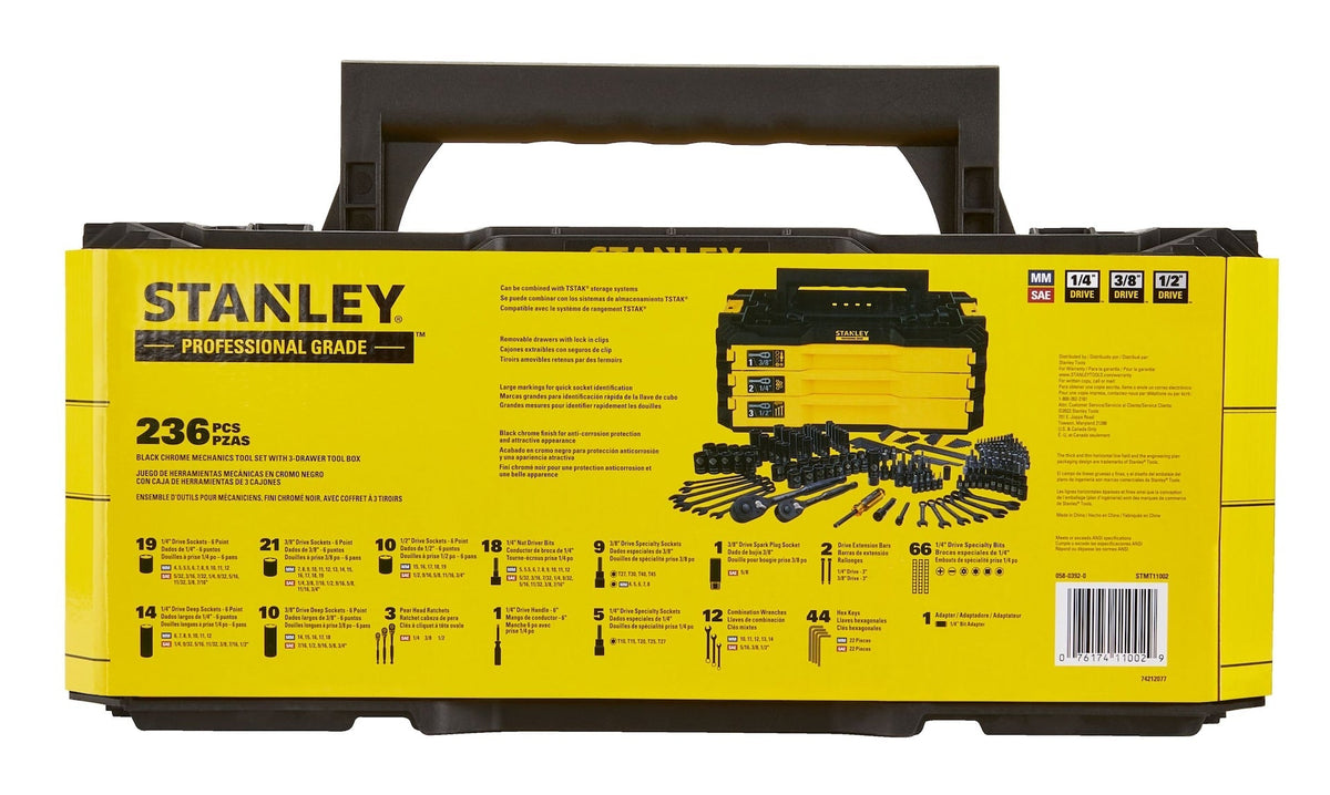 Professional Grade Black Chrome Socket Set, SAE/Metric, 236-pc S5I4 - product image 7