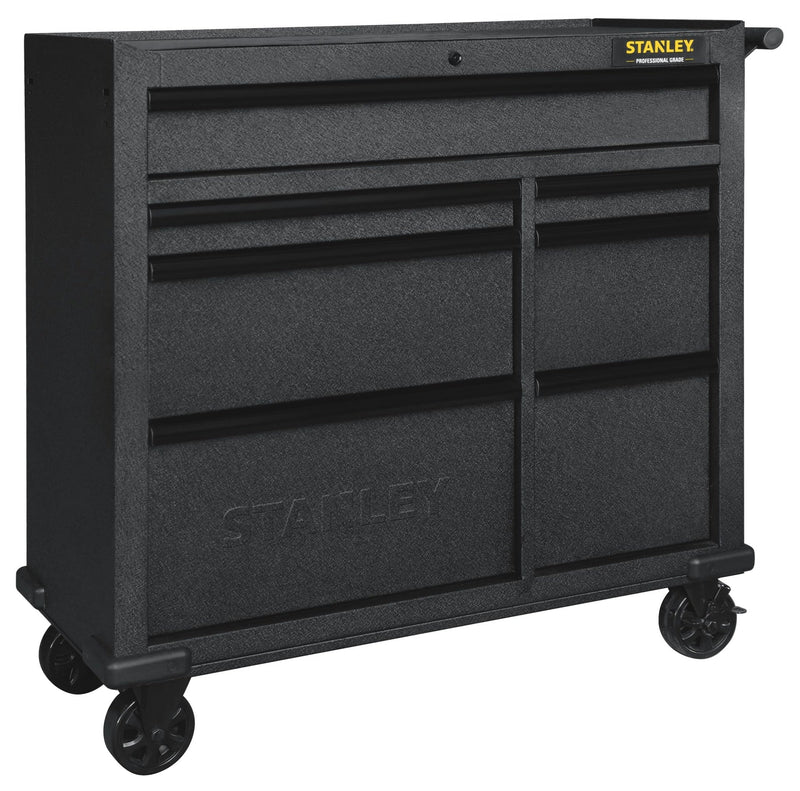 Rolling Tool Storage Cabinet with 7 Drawers, Power Bar with USB, Black, 42-in F3E9