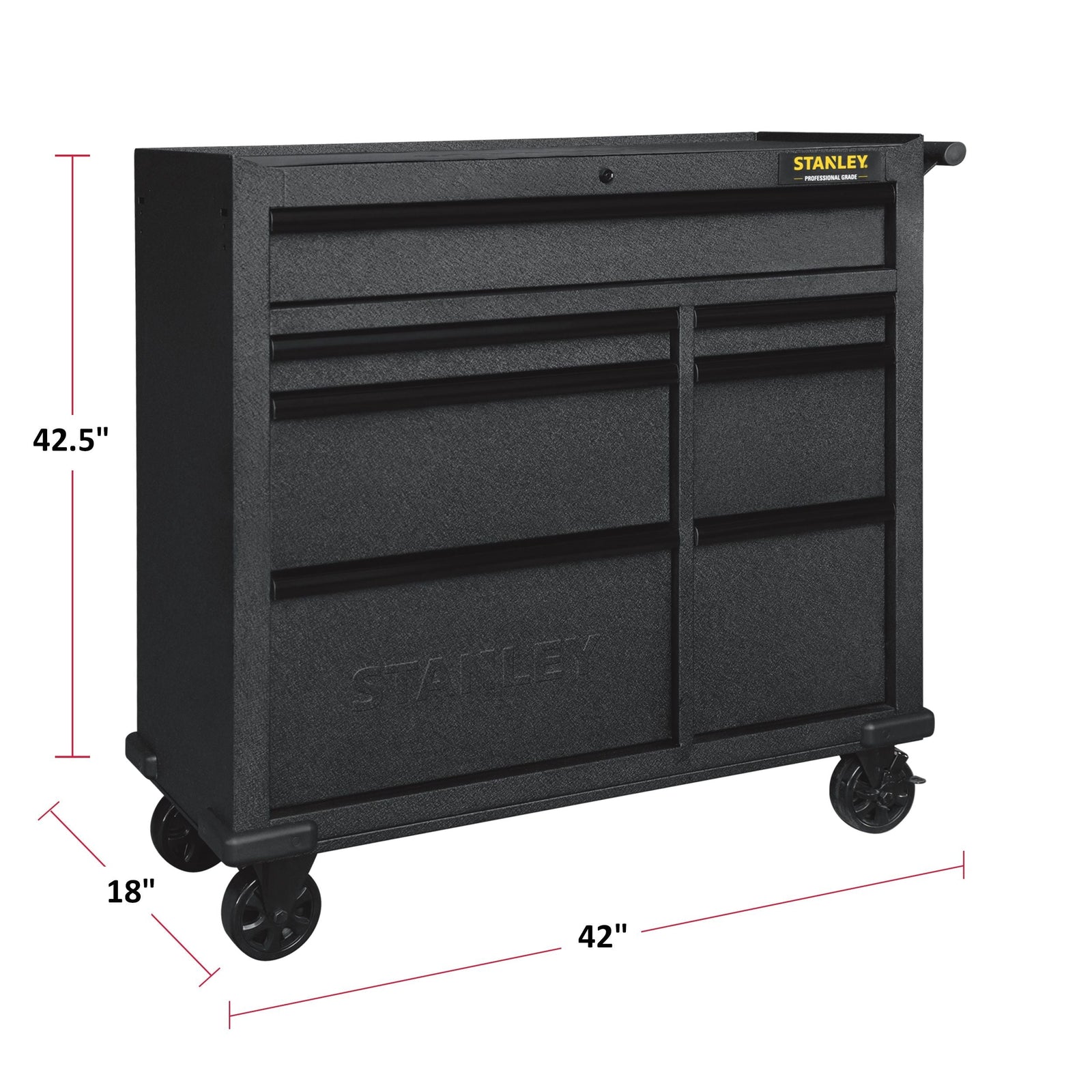 Rolling Tool Storage Cabinet with 7 Drawers, Power Bar with USB, Black, 42-in F3E9 - product image 3