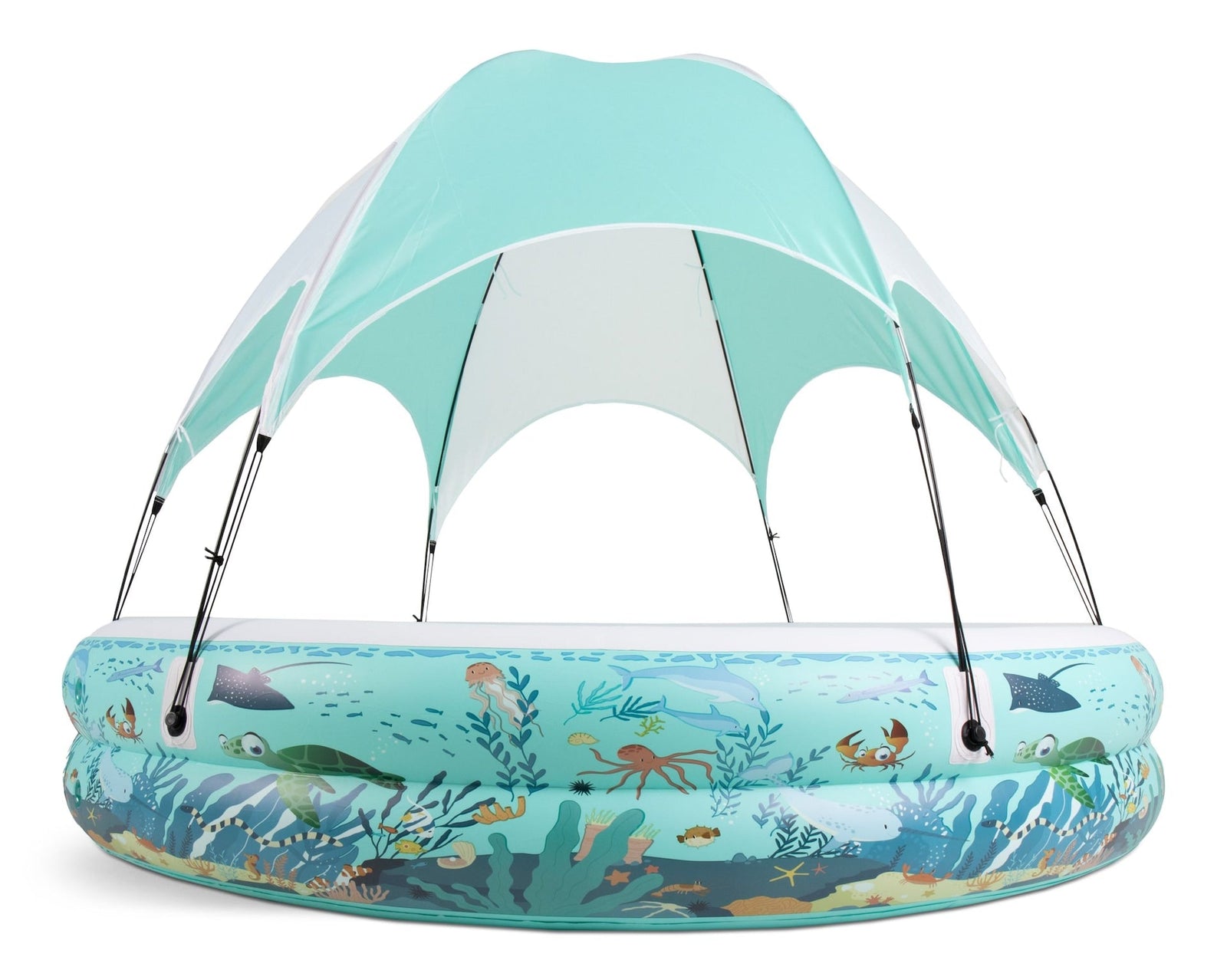 & Finn Ocean Life Splash & Play Inflatable 2 Ring Canopy Pool, 86.6” x 86.6” x 64” F9C4 - product image 1