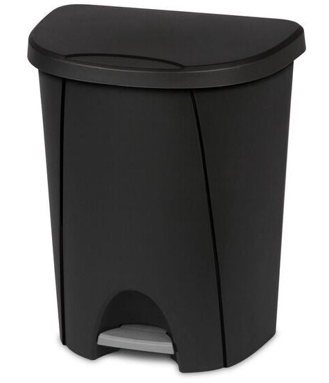 Plastic D-Shaped Step Garbage Can, Black, 25-L T4W3 - product image 3