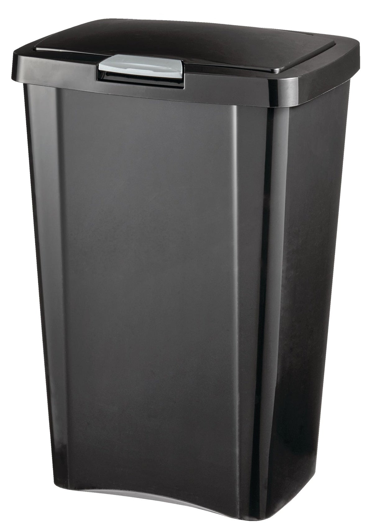 Plastic Rectangular Springloaded Touch Top Garbage Can, Black, 49-L Z2E1 - product image 1