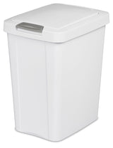 Plastic Rectangular Springloaded Touch Top Garbage Can, White, 28-L C6X2 - product image 1
