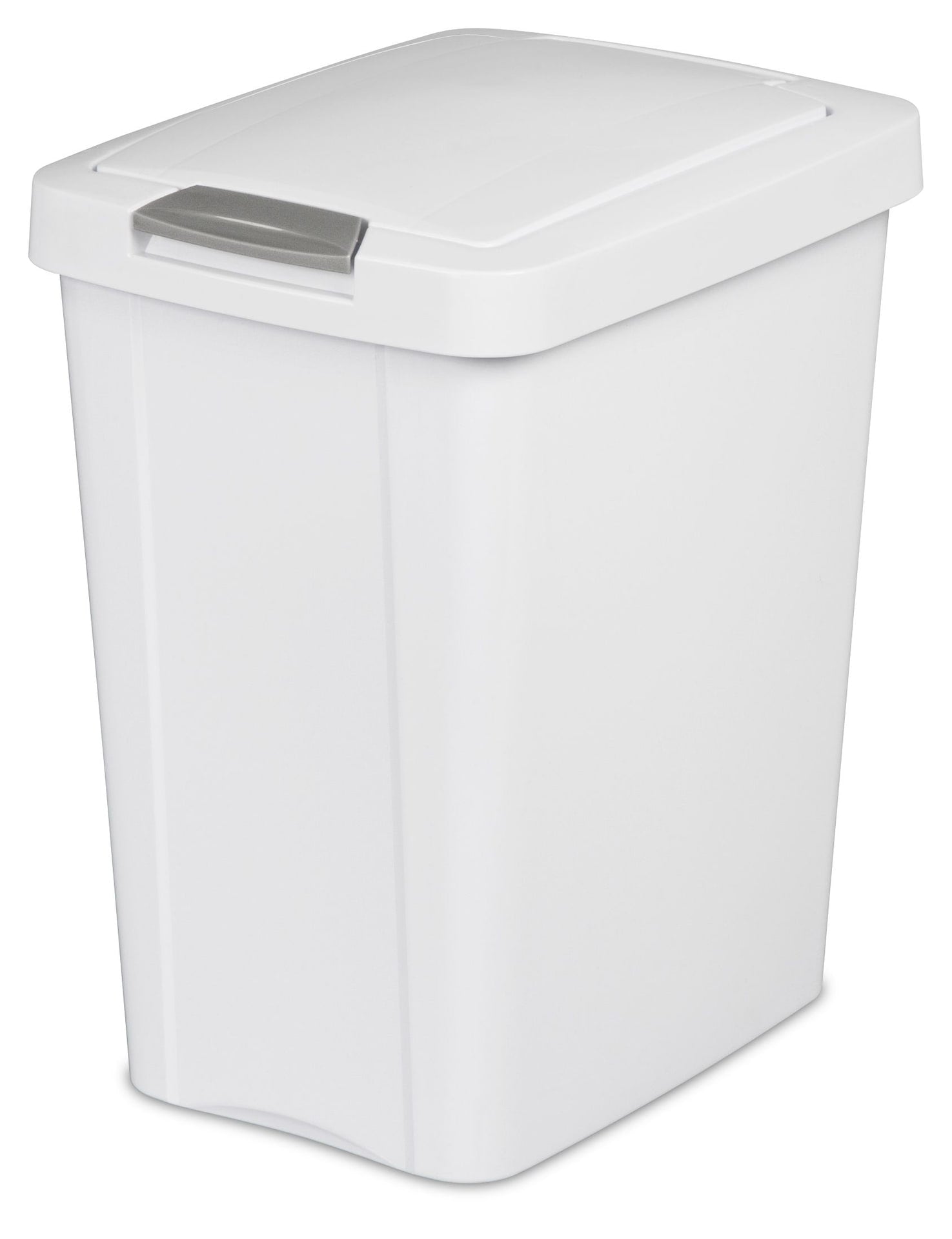 Plastic Rectangular Springloaded Touch Top Garbage Can, White, 28-L C6X2 - product image 1