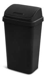 Plastic Rectangular Swing Lid Garbage Can, Black, 49-L E7E8 - product image 1