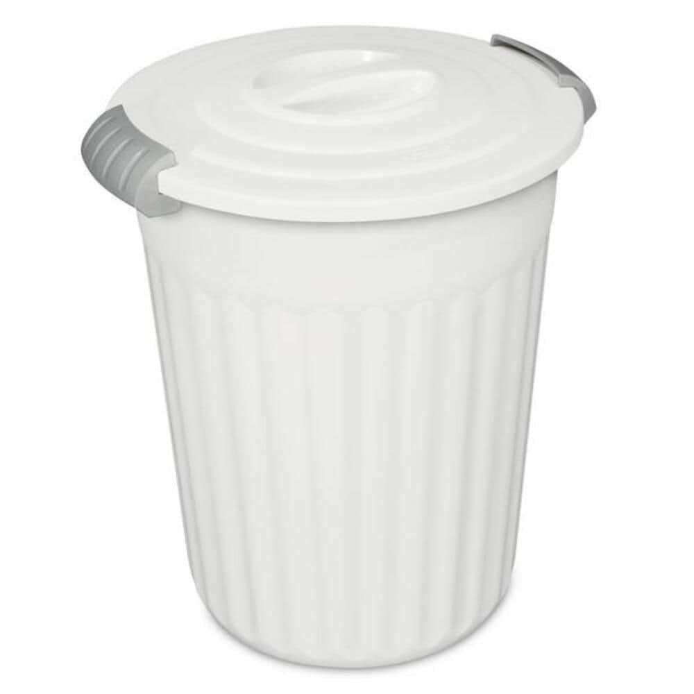 Plastic Round Latching Utility Garbage Can, White, 23-L R5K4 - product image 1