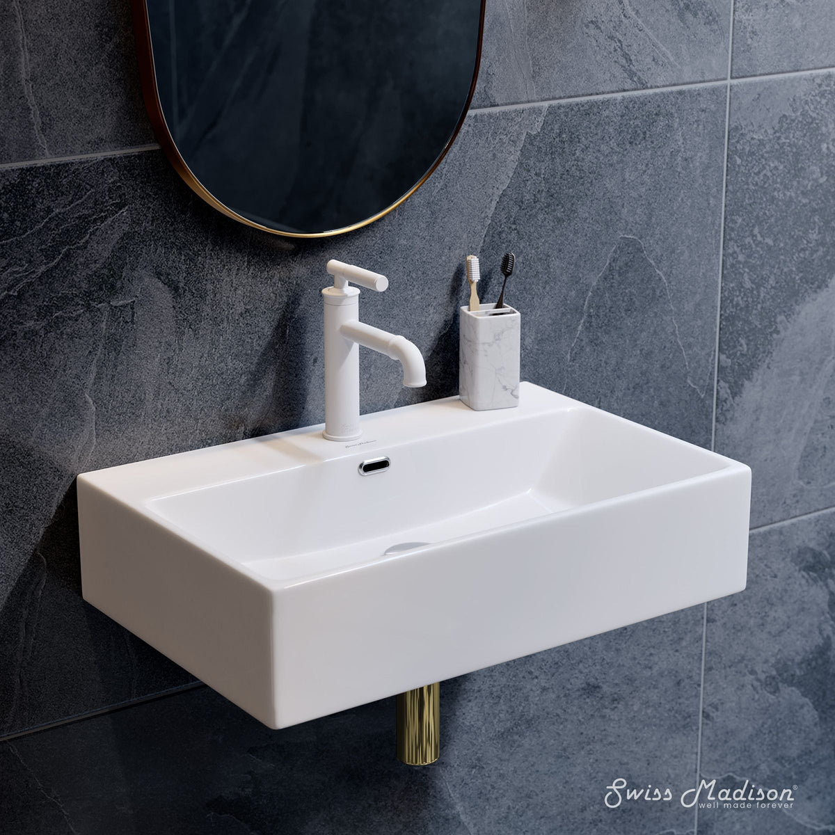 Claire Rectangle Wall-Mount Bathroom Sink, 24-in A7N8 - product image 6