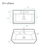 Claire Rectangle Wall-Mount Bathroom Sink, 24-in U5R0 - product image 7