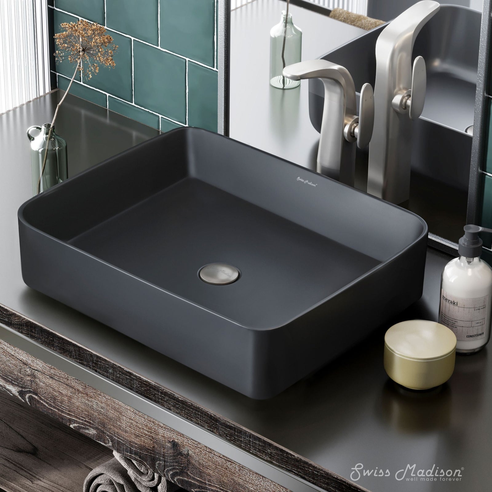 Concorde Rectangle Ceramic Vessel Sink, Matte Black V4F5 - product image 4