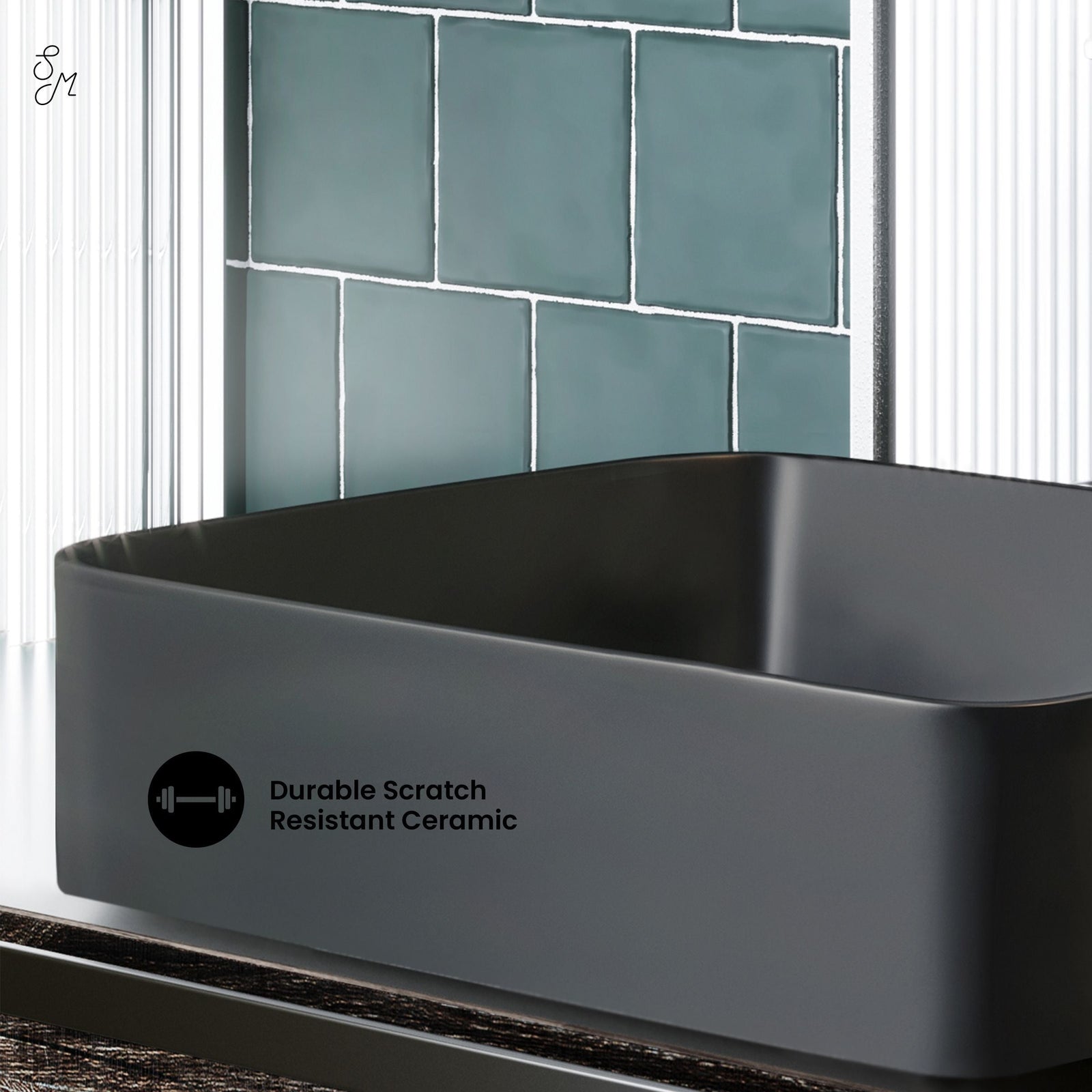 Concorde Rectangle Ceramic Vessel Sink, Matte Black V4F5 - product image 5