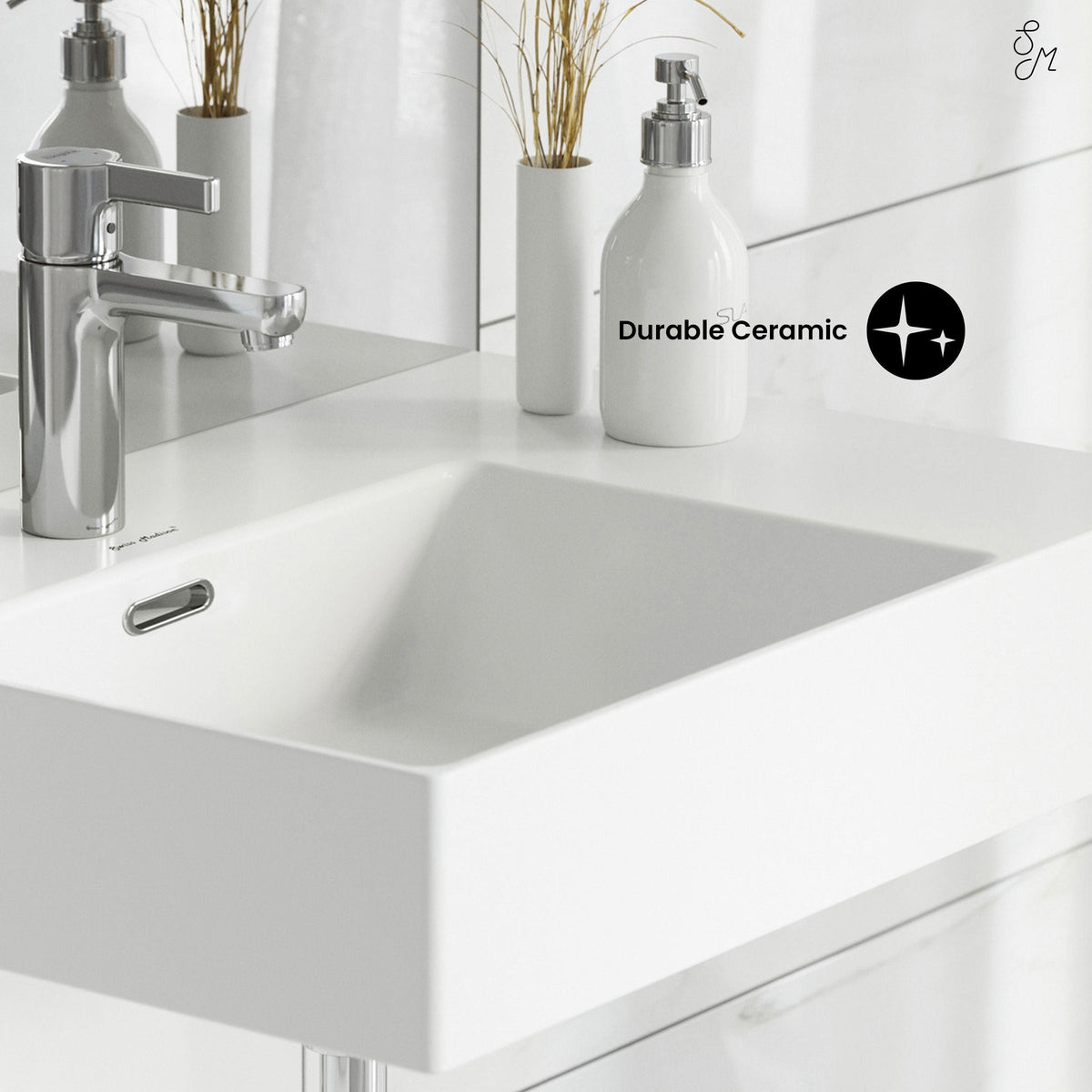 St. Tropez Ceramic Wall Hung Sink with Left Side Faucet Mount, 24-in x 18-in P3Z6 - product image 3