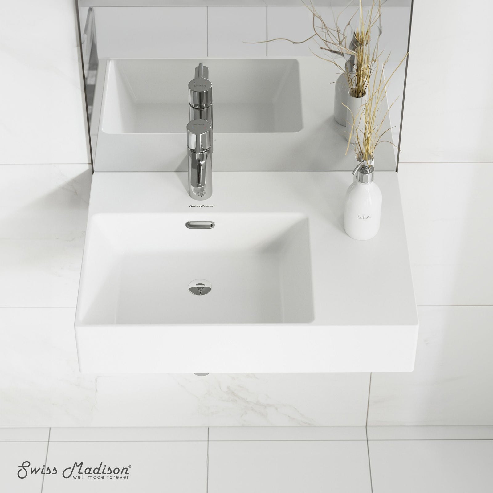St. Tropez Ceramic Wall Hung Sink with Left Side Faucet Mount, 24-in x 18-in P3Z6 - product image 5