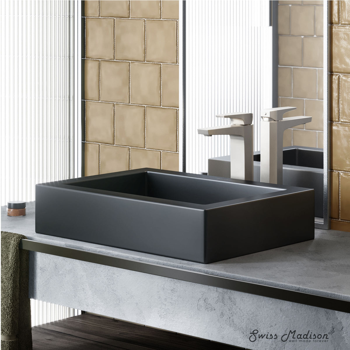 Voltaire Ceramic Rectangle Vessel Sink, Matte Black C8T2 - product image 4
