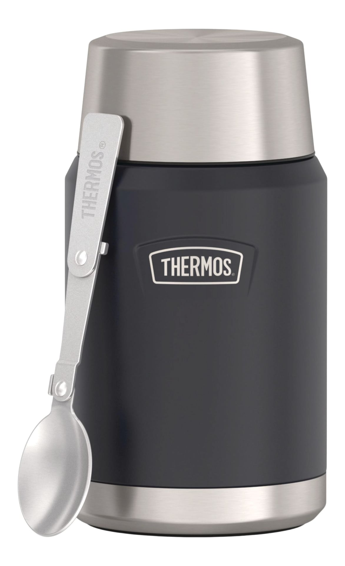 Stainless Steel Vacuum Insulated Food Jar, 24-oz (710-mL), Black/Blue, with Spoon D0S2 - product image 1