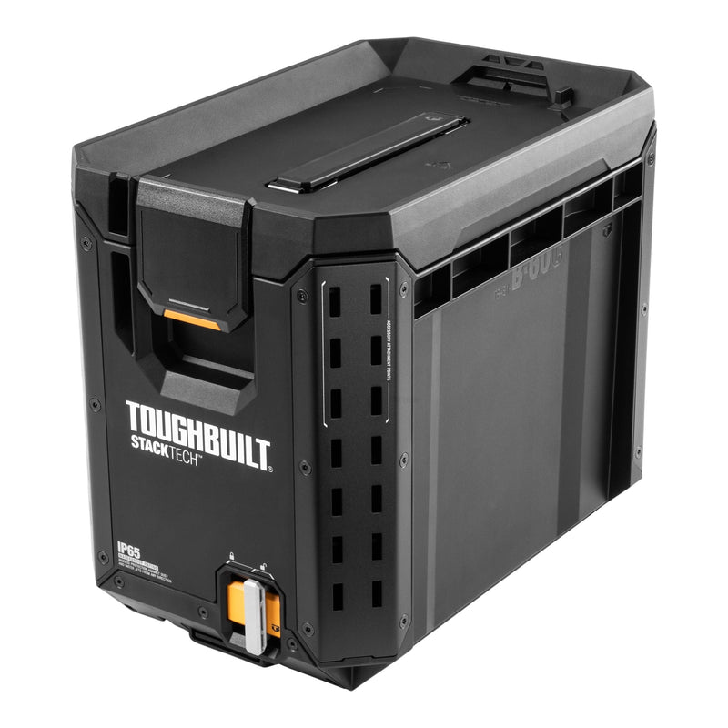 StackTech Half Portable Modular Plastic/Metal Tool Box with Inner Tray and 5 Dividers, IP65-Rated, Black R9Y1
