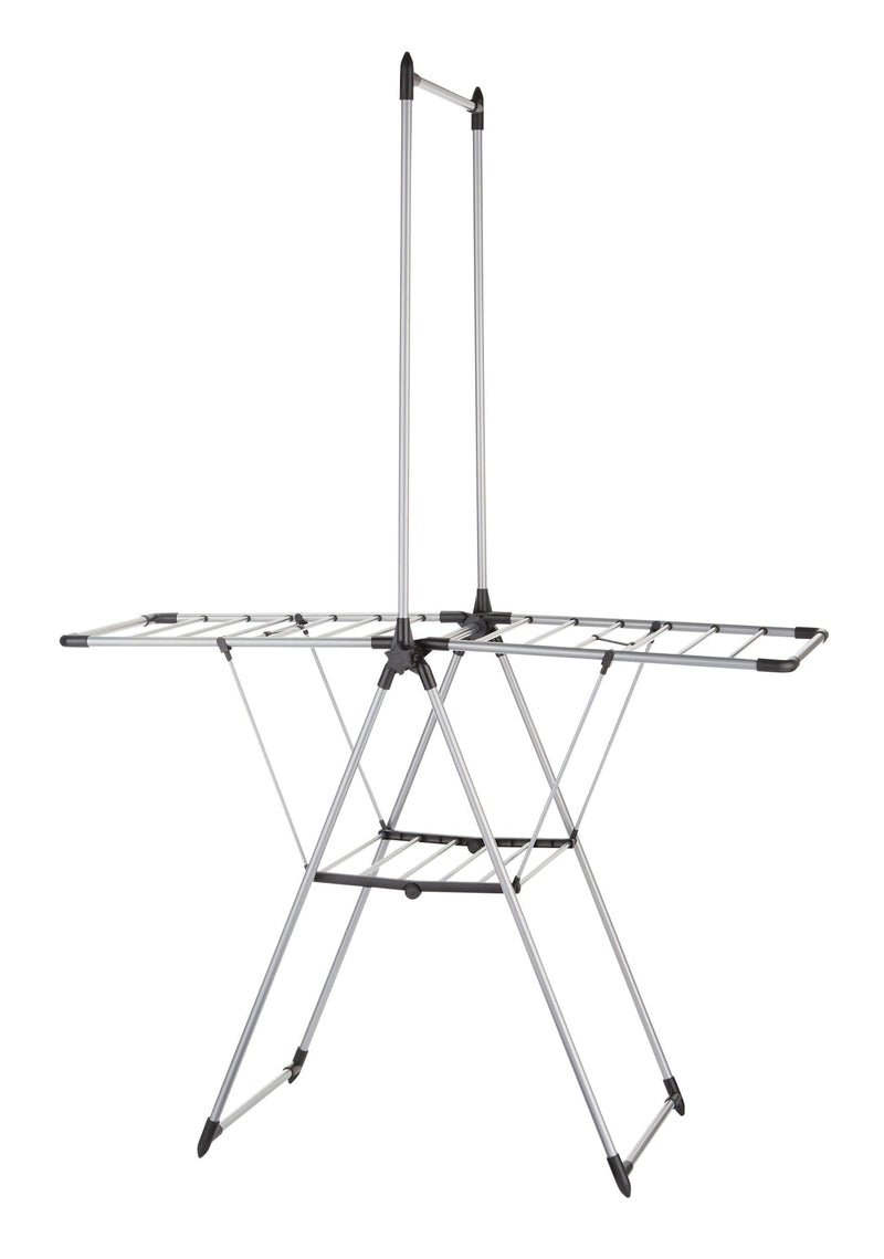type A Adjustable Drying Rack with Hanger Bar, 53.5 x 23.6 x 39-in, Silver S3S2