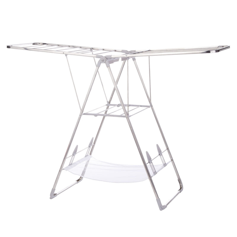 type A Heavy Duty Stainless Steel Gullwing Folding Drying Rack, 62.5 x 23.3 x 44-in K7D0